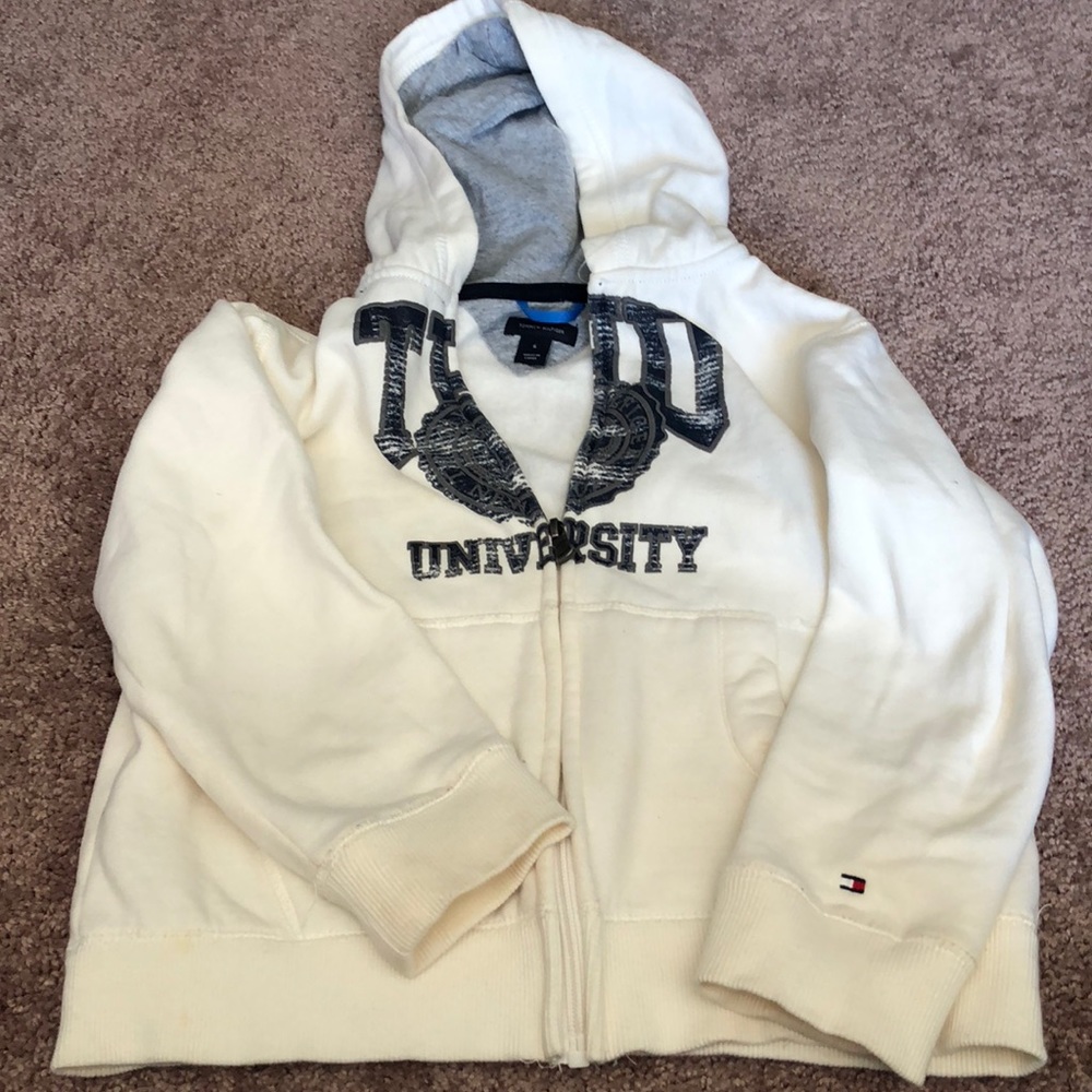 Cream boys size 6 Tommy Hilfiger zip up sweater